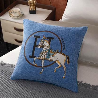 ROYAL STEED EMBROIDERED CUSHION COVER