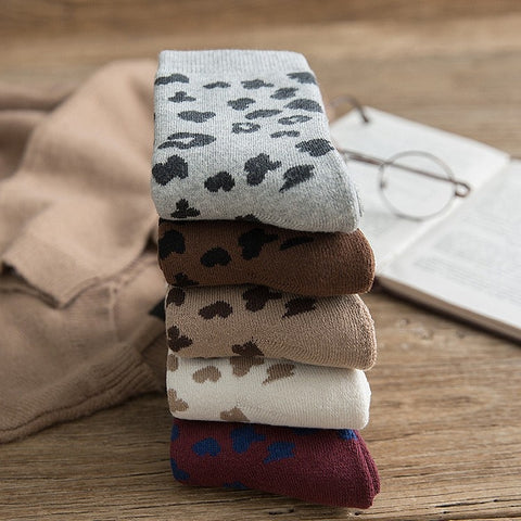 Leopard Terry Cotton Socks Women