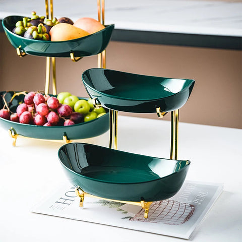 Ceramic Serving Bowls with Metal Stand