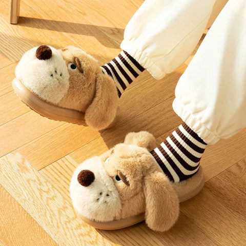 Cozy Plush Dog House Slippers