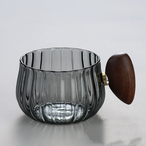 Glass Coffee & Tea Cup with Wood Handle