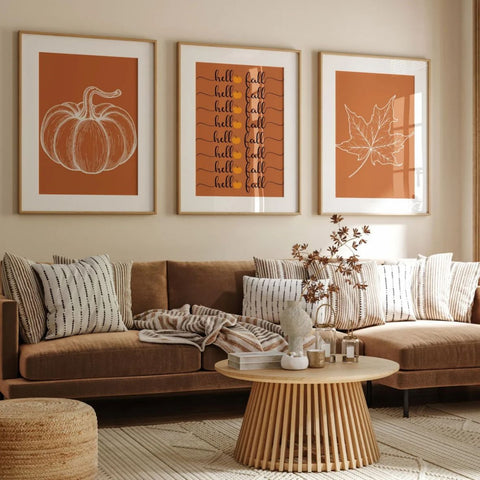 Autumn Pumpkin & Leaf Wall Art Set