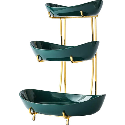 Ceramic Serving Bowls with Metal Stand