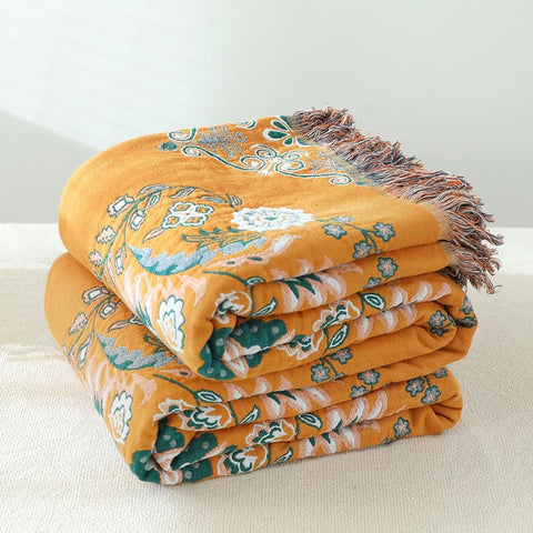 Santorini Sun Cotton Throw Blanket