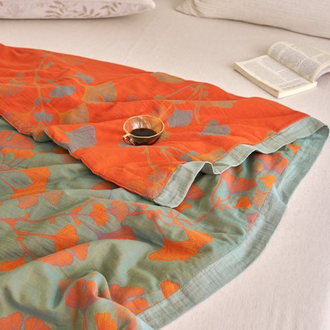 Ginkgo Leaf Cotton Quilt Reversible