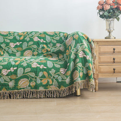 FLORAL GROVE TASSELED BLANKET