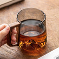 Guanshan mountain glass coffee mug with wooden handle espresso