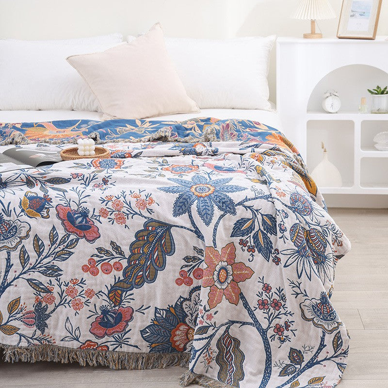 EDEN FLORA TASSELED THROW