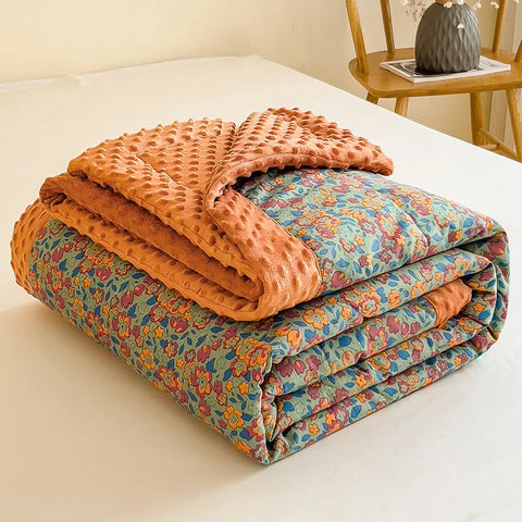 Cozy Quilt Blanket with Textured Velvet