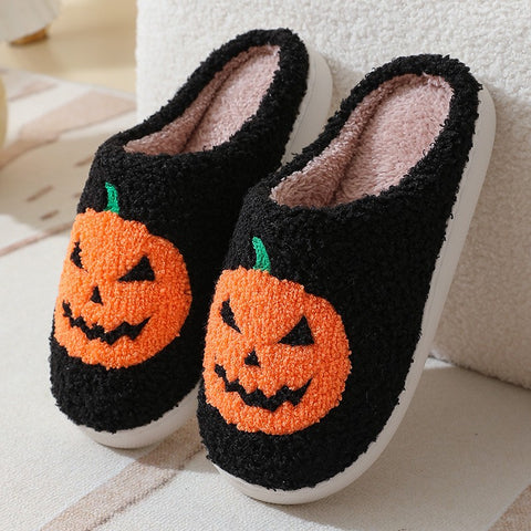 Halloween Pumpkin Slippers – Cozy Indoor House Shoes