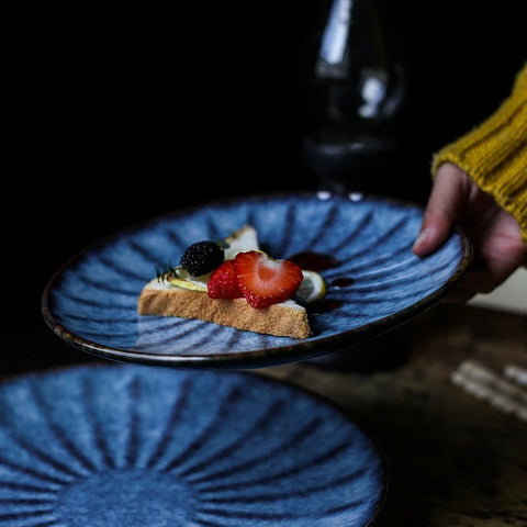 Sunflower Blue Glaze Plate