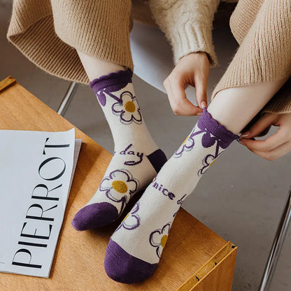 DAHLIA FLORAL WOOL SOCKS