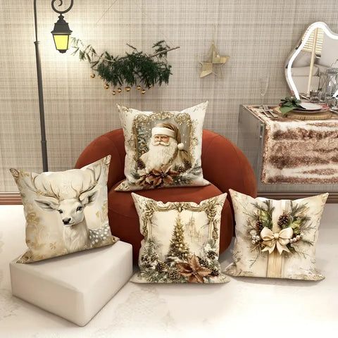 Vintage Gold Christmas Cushion Covers