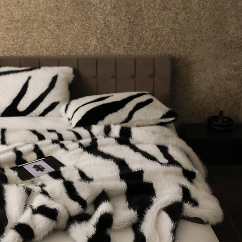 Zebra Faux Fur Blanket
