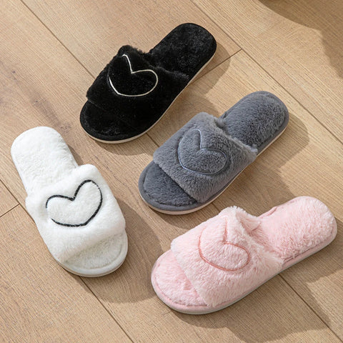 Women's Plush Open Toe Slippers