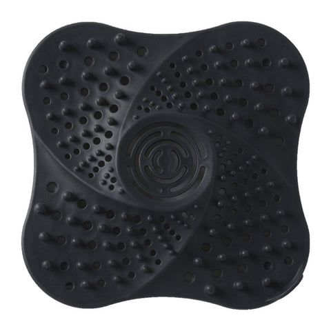Black silicone drain catcher on white background