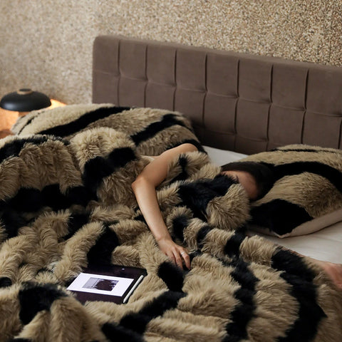 Zebra Faux Fur Blanket
