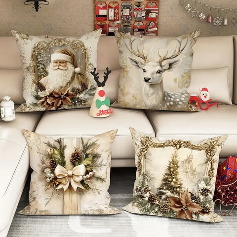 Vintage Gold Christmas Cushion Covers