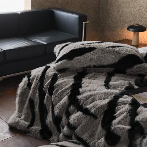 Zebra Faux Fur Blanket