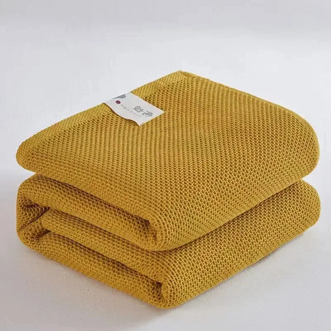 Waffle Cotton Throw Blanket - Japanese Style