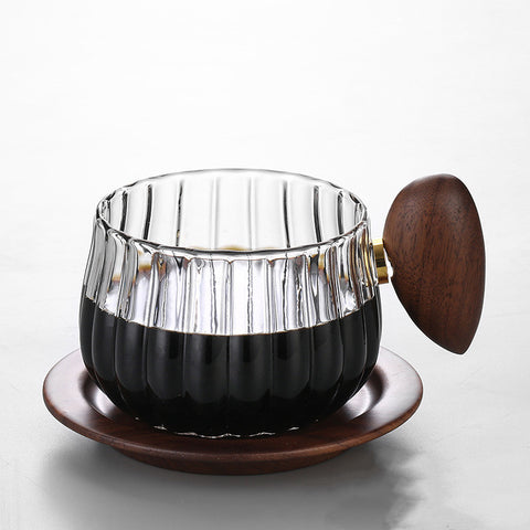 Glass Coffee & Tea Cup with Wood Handle