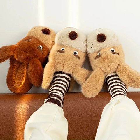 Cozy Plush Dog House Slippers