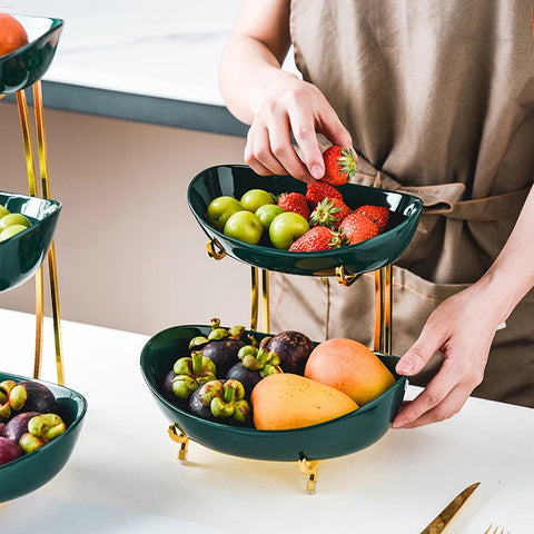 Ceramic Serving Bowls with Metal Stand