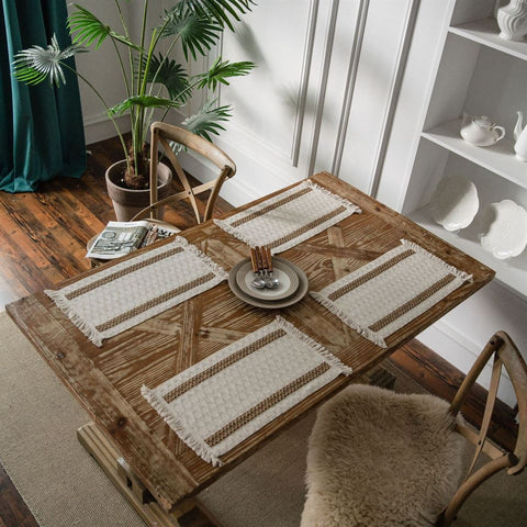 Boho Hempweave Tasseled Table Cloths
