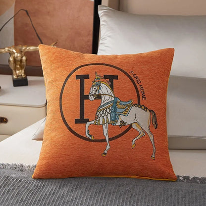 ROYAL STEED EMBROIDERED CUSHION COVER