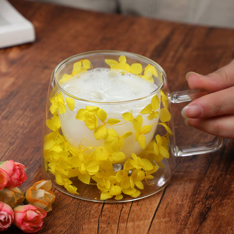 Floral Insulated Borosilicate Glass Mug