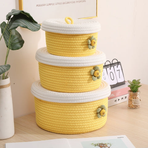 Nora Handwoven Storage Cotton Basket with Lid