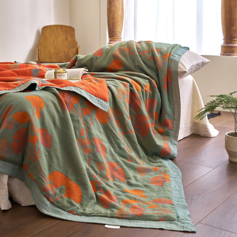 Ginkgo Leaf Cotton Quilt Reversible