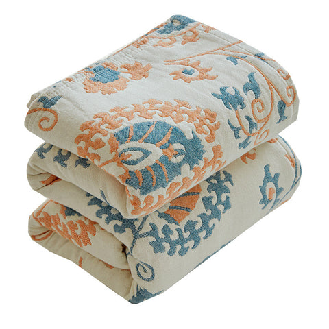 Woven Floral Throw Blanket Reversible
