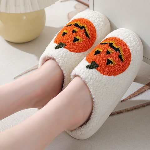 Halloween Pumpkin Slippers – Cozy Indoor House Shoes