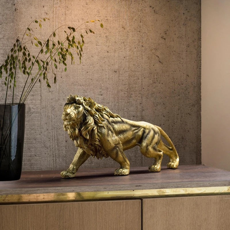 MAJESTIC GOLDEN LION FIGURINE