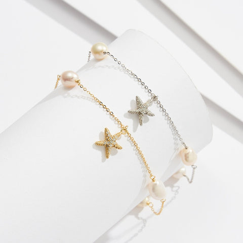 Lumina Pearl Star Anklet