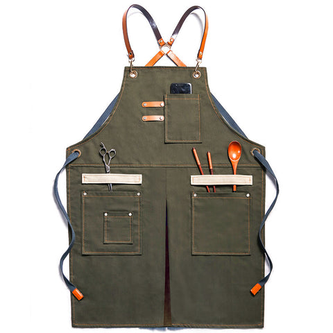 Denim Barista Apron with Pockets