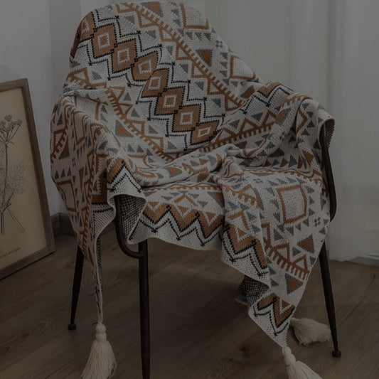 SEVANA BOHEMIAN KNIT SHAWL BLANKET