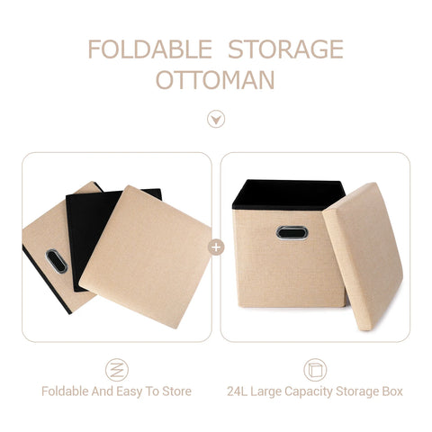 Foldable Storage Ottoman Cube Stool