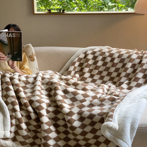Checkered Soft Sherpa Blanket