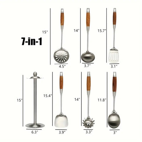Stainless Steel Kitchen Utensil Set with Holder
