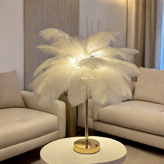 CELESTE OSTRICH FEATHER TABLE LAMP