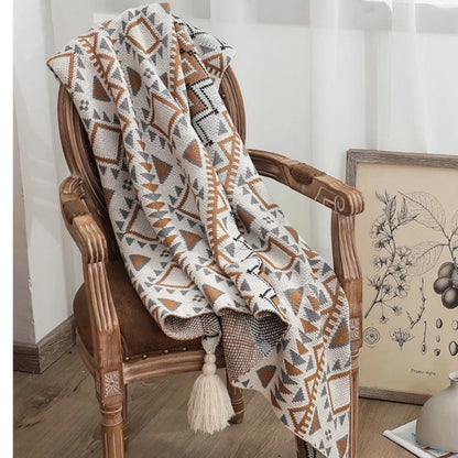 SEVANA BOHEMIAN KNIT SHAWL BLANKET