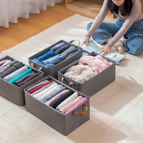 Clothes Foldable Storage Box With Handles