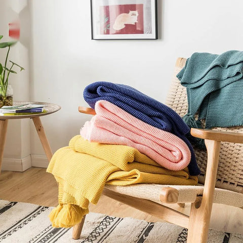 Golden Mustard Knit Throw Blanket