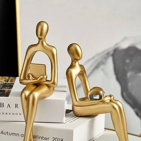 Gold Thinker Decor Statue