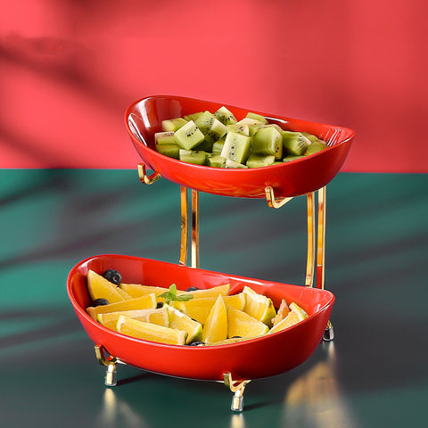 Ceramic Serving Bowls with Metal Stand