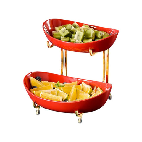 Ceramic Serving Bowls with Metal Stand