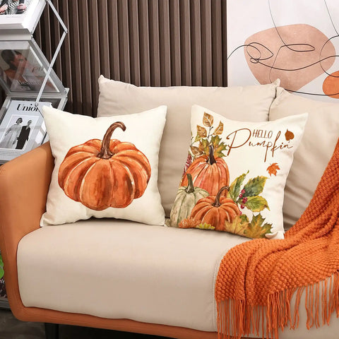 Fall Pumpkin Throw Pillow Covers Set (4 PCS)
