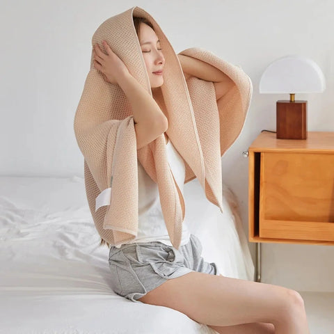 Waffle Cotton Throw Blanket - Japanese Style
